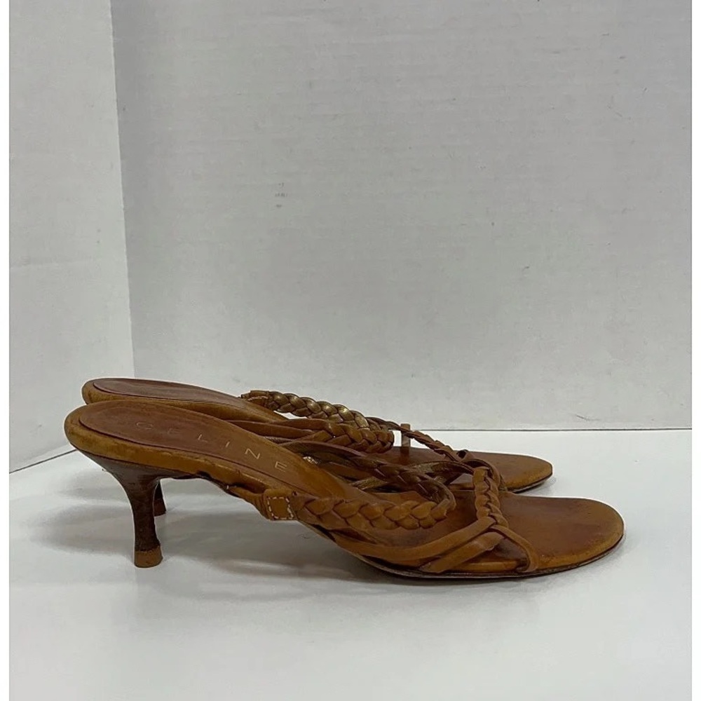 Vintage Celine Tan Braided Leather Sandals - Picture 10 of 11